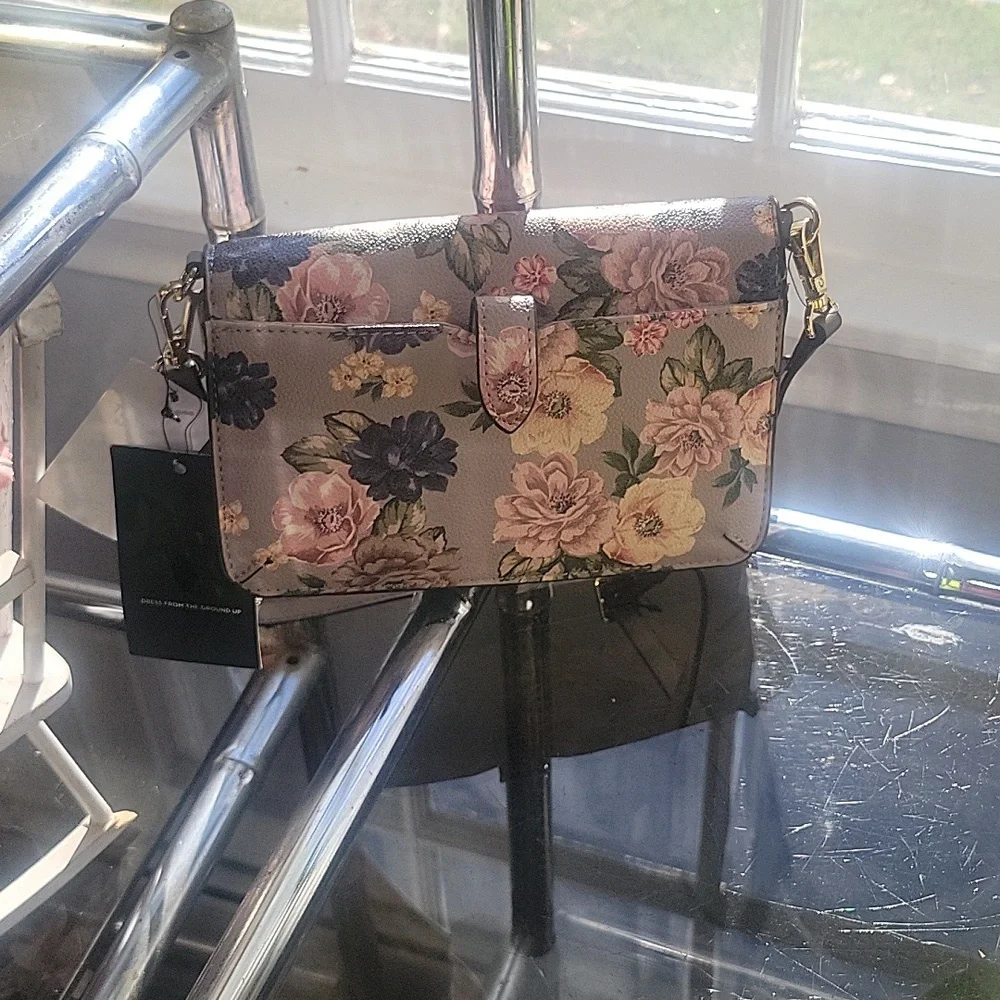 Nine West Floral Gray Crossbody Bag